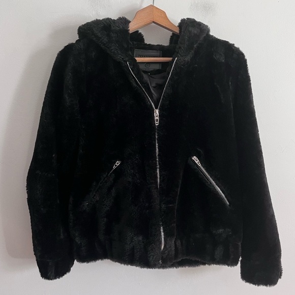 BLANKNYC Black Hooded Faux Fur Cozy Jacket - Picture 3 of 8